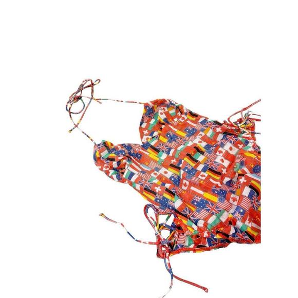 Vintage Fabric Flag Tan Through One Piece Swimsuit 70’s/80’s Open Back Women XS? - Picture 5 of 10